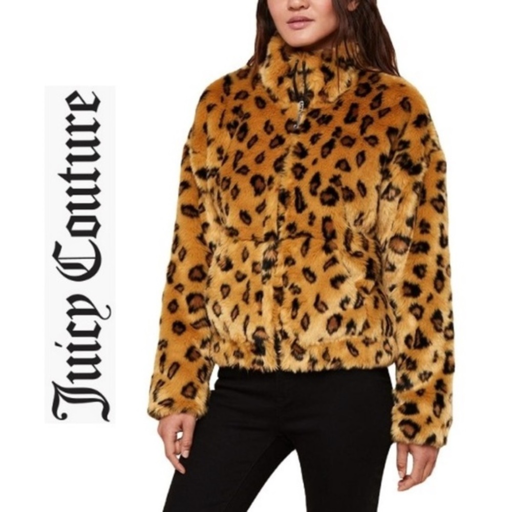 NWT JUICY COUTURE Cheetah Faux Fur Coat Jacket